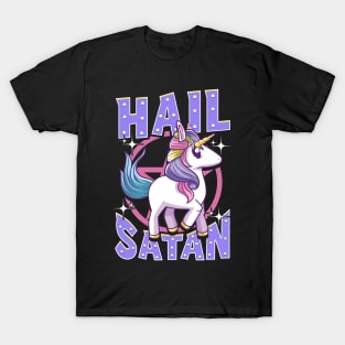 Cute & Funny Hail Satan Unicorn Satanic Metal Pun T-Shirt